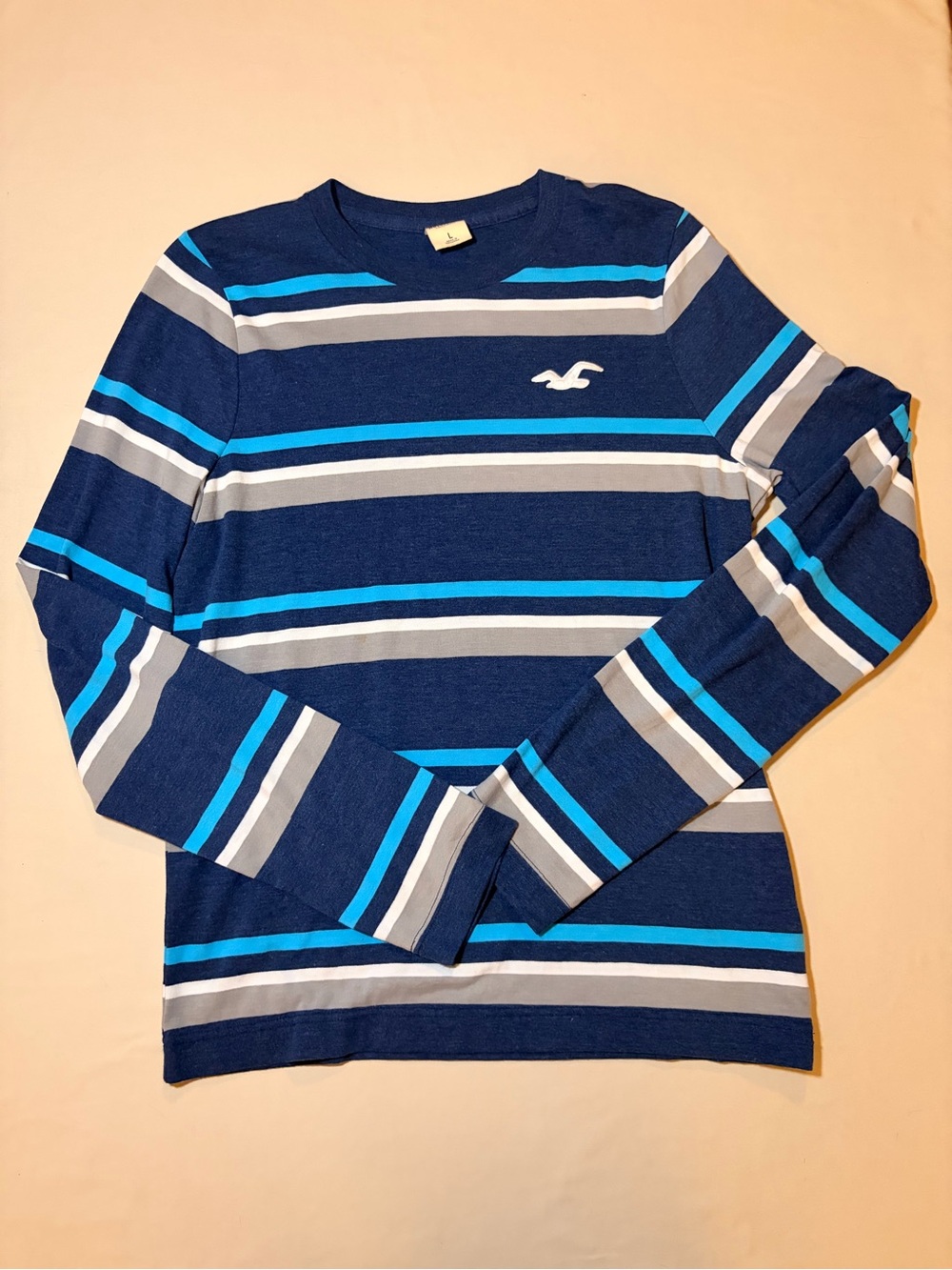 Hollister Navy Blue Striped Crewneck Sweater - Picture 2 of 7